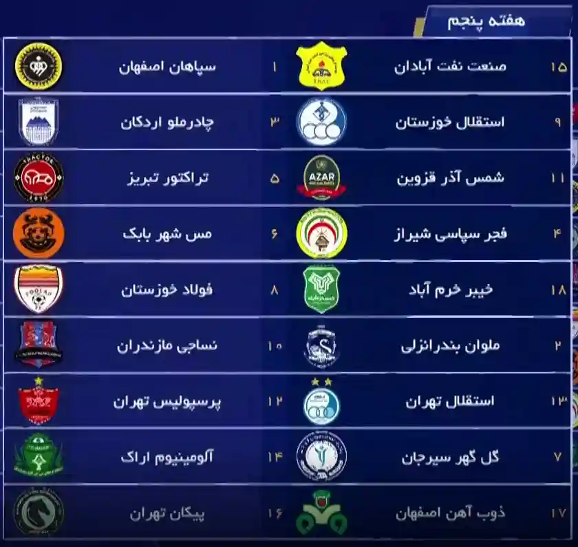 دربی استقلال و پرسپولیس در هفته پنجم